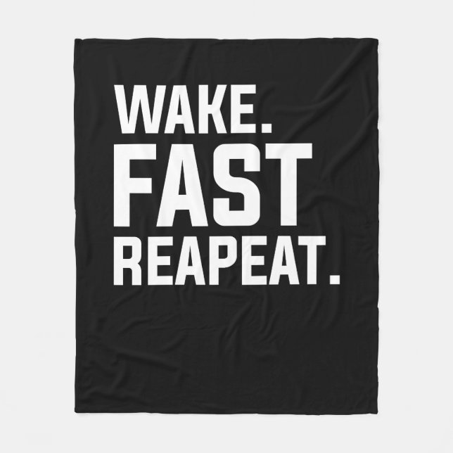 Couverture Polaire Funny Wake Fast Repeat Graphisme Sarcastique (Devant)