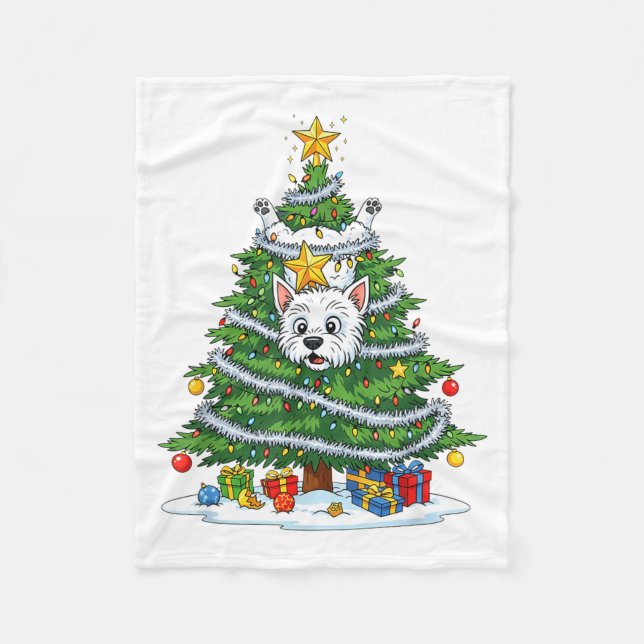 Couverture Polaire Funny West Highland White Terrier Dog Christmas Tr (Devant)