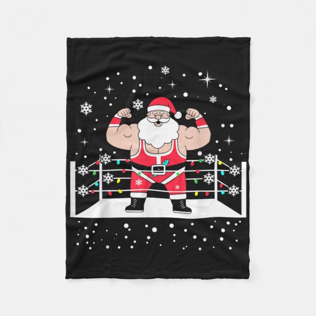Couverture Polaire Funny Wrestling Santa Xmas Lights Wrestling Christ (Devant)
