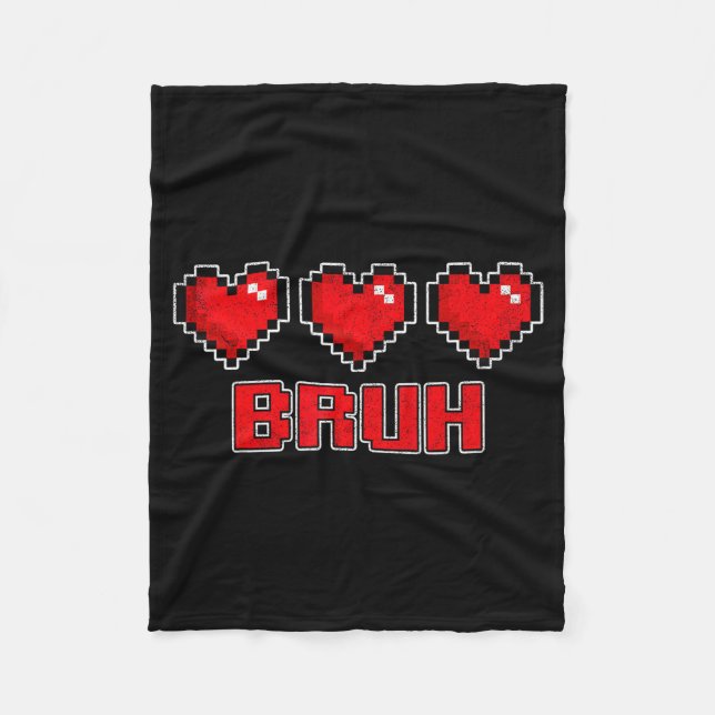 Couverture Polaire Funny Xel Hearts Gamer Bruh, Valentines Video Game (Devant)