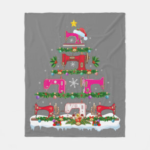 Couverture Polaire Funny Xmas Lighting Sewing Machine Christmas Tree