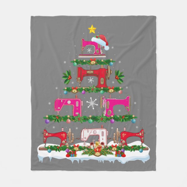 Couverture Polaire Funny Xmas Lighting Sewing Machine Christmas Tree (Devant)