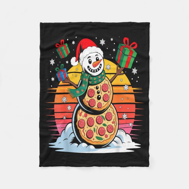 Couverture Polaire Funny Zza Snowman Christmas Holiday Food  (Devant)