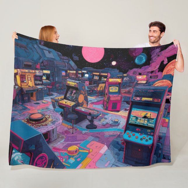 Couverture Polaire Futuristic Retro Arcade in Outer Space (En situation)