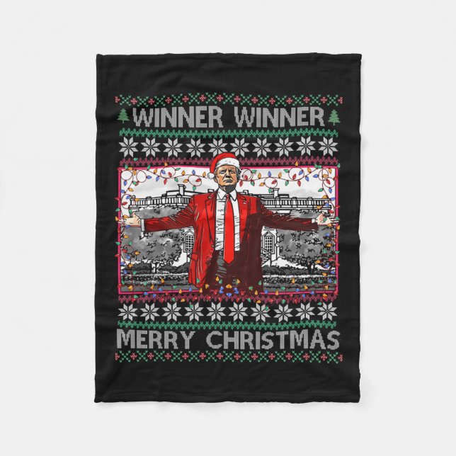 Couverture Polaire Gagnant Joyeux Noël Funny Père Noël Trump 20 (Devant)