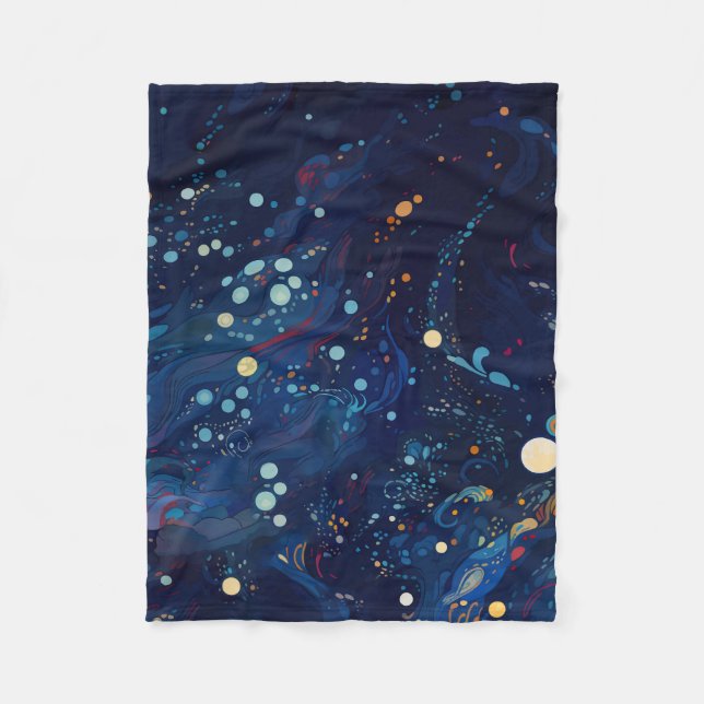 Couverture Polaire Galaxie tourbillonnante bleu marine de minuit abst (Devant)
