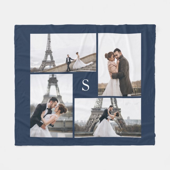 Couverture Polaire Galerie photo Navy Blue 4 et Monogramme (Devant (Horizontal))