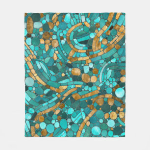 Couverture Polaire Galets Mosaic Art -Emerald et or