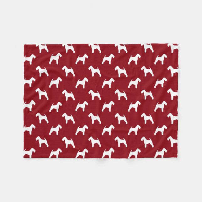 Couverture Polaire Gallois Terrier Silhouettes Motif rouge et blanc (Devant (Horizontal))