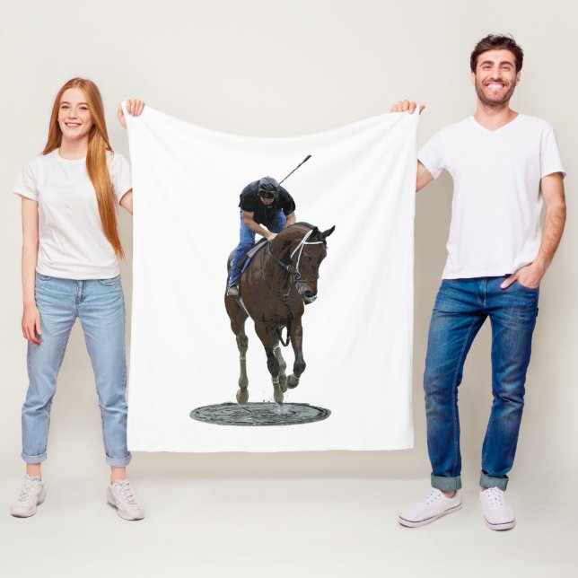 Couverture Polaire Galoping Thoroughbred Horse Et Rider Blanket (En situation)