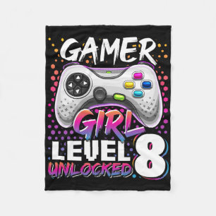 Couverture Polaire Gamer Girl Level 8 Video Game 8th Birthda