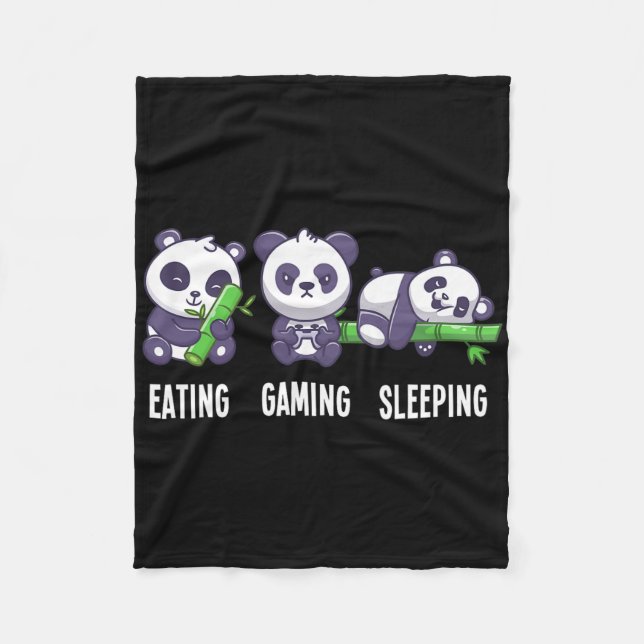 Couverture Polaire Gamer Panda Manger Jeu Dormir Pour Multijoueur (Devant)