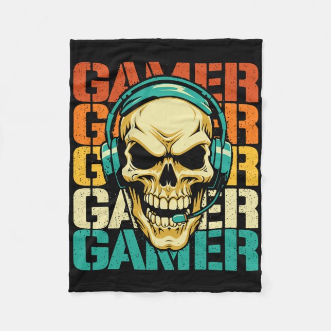 Couverture Polaire Gamer - Retro Skull Jeu de console Lover Vide (Devant)