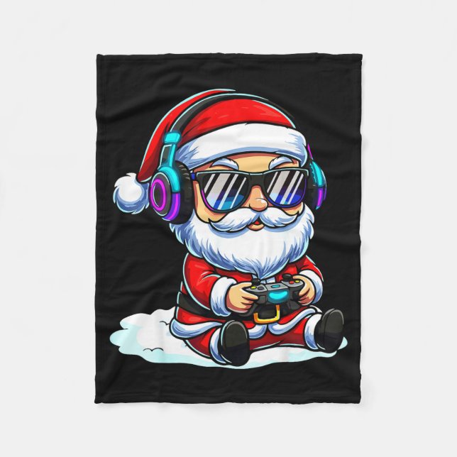 Couverture Polaire Gamer Santa Video Game Christmas Gaming  (Devant)