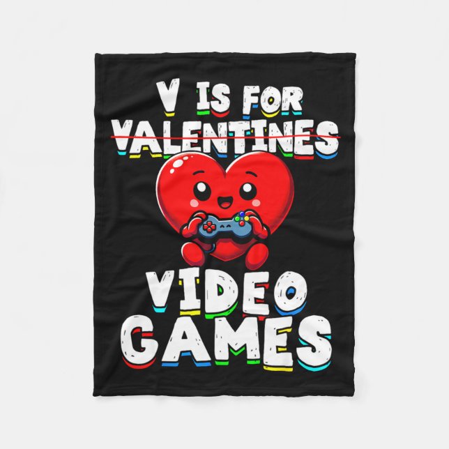 Couverture Polaire Gamer Valentines V For Video Games Boys Funny Hear (Devant)
