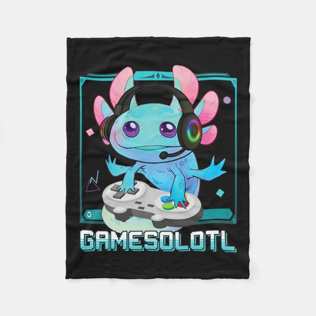 Couverture Polaire Gamer Vidéo Axolotl Kawaii Pastel Goth mignon Anim (Devant)