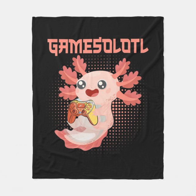 Couverture Polaire Gamesolotl Axolotl Vidéo Gamer Kawaii Pastel Goth (Devant)