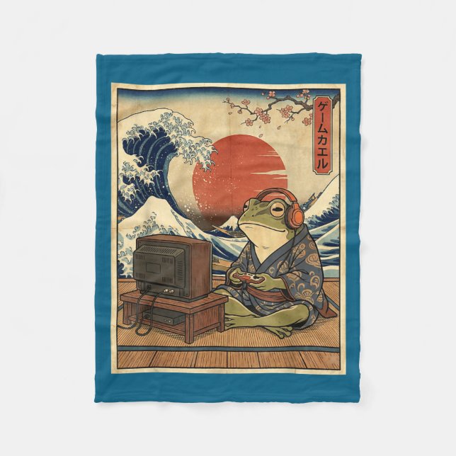 Couverture Polaire Gaming Frog Art Ukiyo-e Japanese Gamer Anime Men W (Devant)
