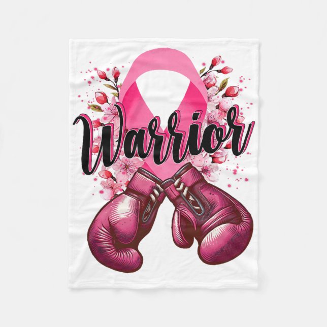 Couverture Polaire Gants de boxe de guerrier Pink Ribbon Cancer du se (Devant)