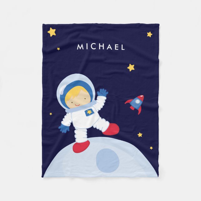 Couverture Polaire Garçon Astronaute Blond (Devant)