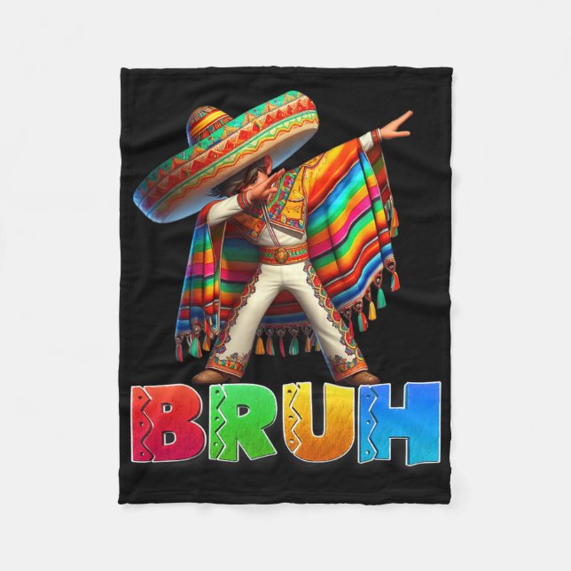 Couverture Polaire Garçon Mexicain Dabbing Bruh Poncho Cinco De Mayo  (Devant)