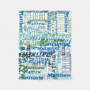 Couverture Polaire Garçon nommé fait sur commande bleu/vert