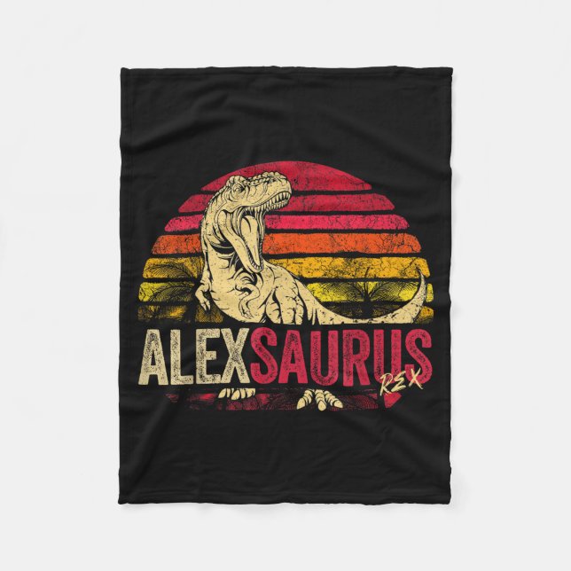 Couverture Polaire Garçons Alex Saurus Dinosaure Rex Nom (Devant)