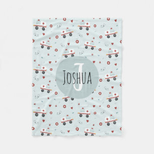 Couverture Polaire Garçons Bleu mignon Ambulance Motif Enfants