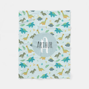 Couverture Polaire Garçons Bleu T-Rex Jungle Dinosaur Motif Enfants