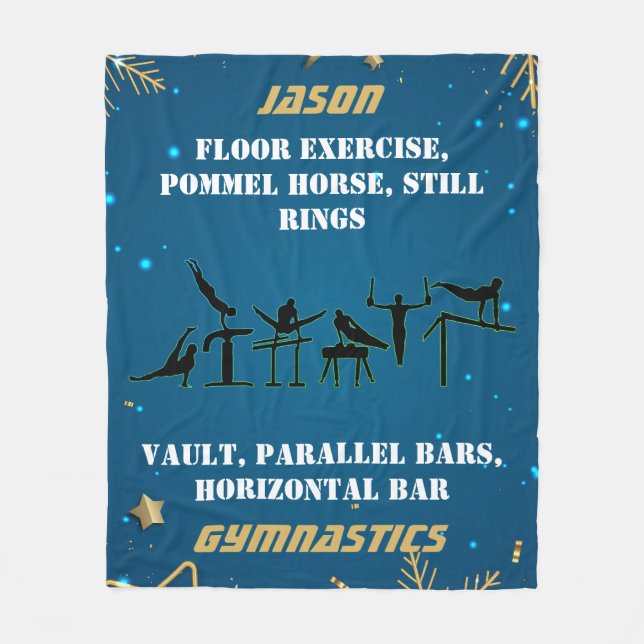 Couverture Polaire Garçons Blue Gold Gymnastique d'hiver Personnalisé (Devant)