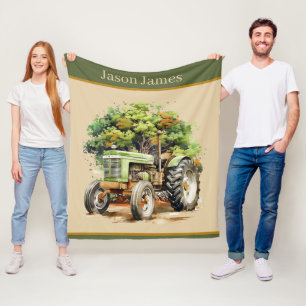 Couverture Polaire Garçons cool Amateurs de tracteur ajouter le nom