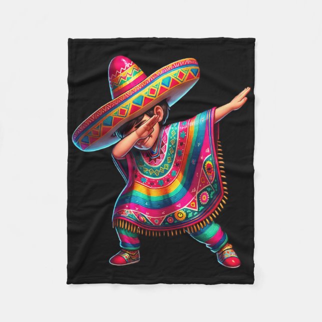 Couverture Polaire Garçons Dabbing Poncho Mexicain Cinco De Mayo  (Devant)