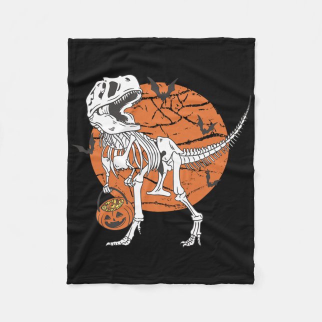 Couverture Polaire Garçons d'Halloween Dinosaure Squelette T Rex Citr (Devant)