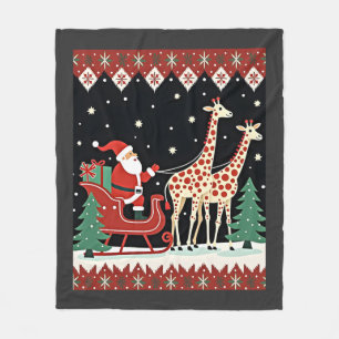 Couverture Polaire Garçons Filles Père Noël à cheval Girafe Traîneau