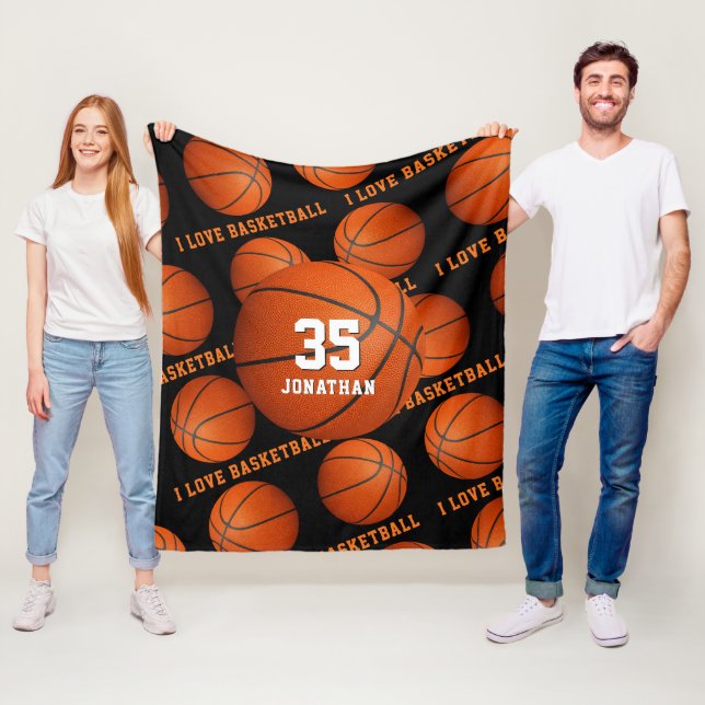 Couverture Polaire garçons filles sports J'aime le motif de basket (En situation)