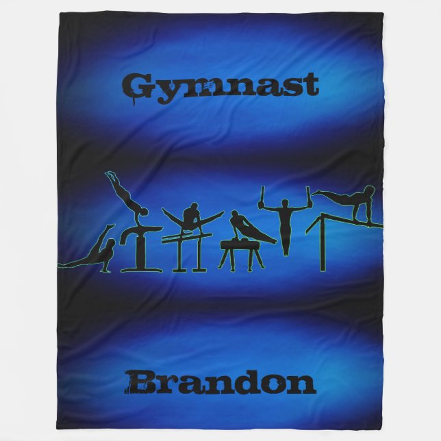 Couverture Polaire Garçons Gymnastique Gymnaste Blanket avec son nom (Devant)