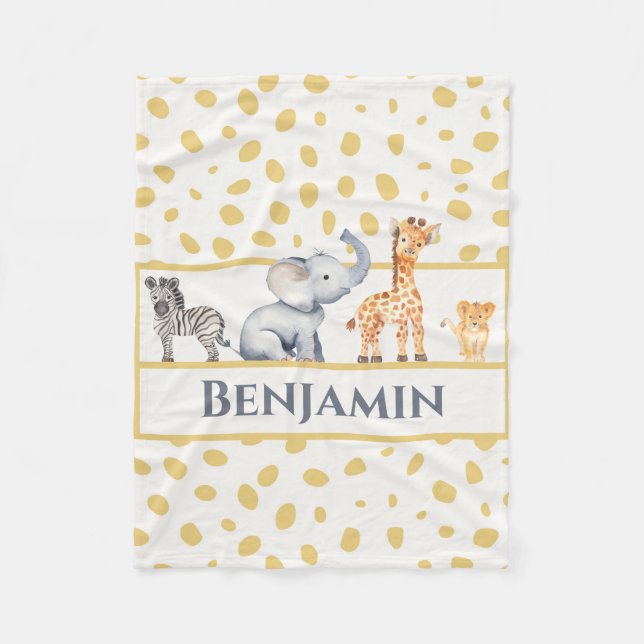 Couverture Polaire Garçons Jote Jungle Safari Bébé Animaux (Devant)