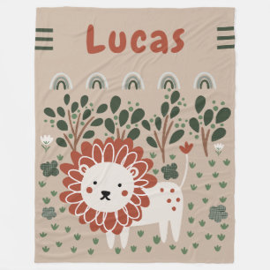 Couverture Polaire Garçons Lion Safari Pastel Jungle Toddler