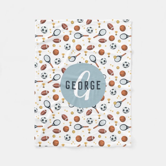 Couverture Polaire Garçons Moderne Blue Football Sports Enfants (Devant)