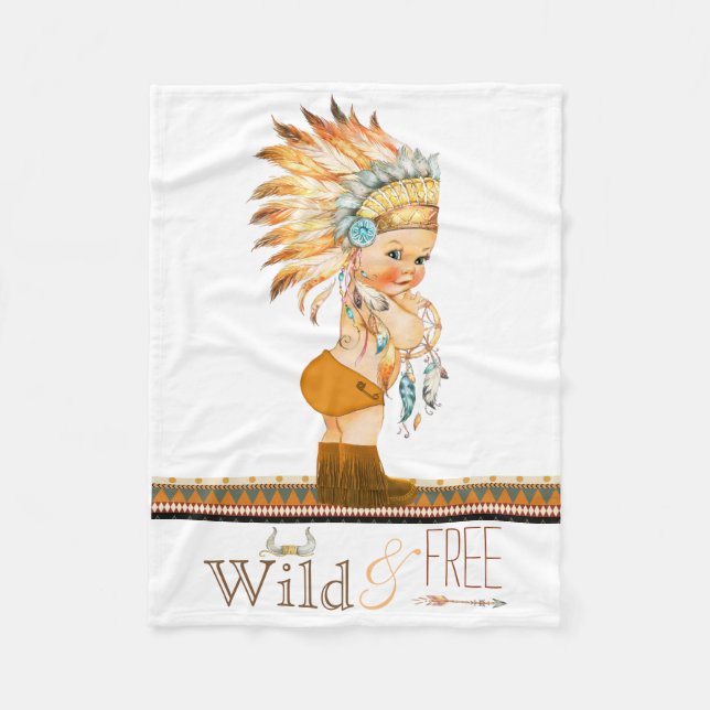 Couverture Polaire Garçons sauvages et libres Bébé tribal (Devant)