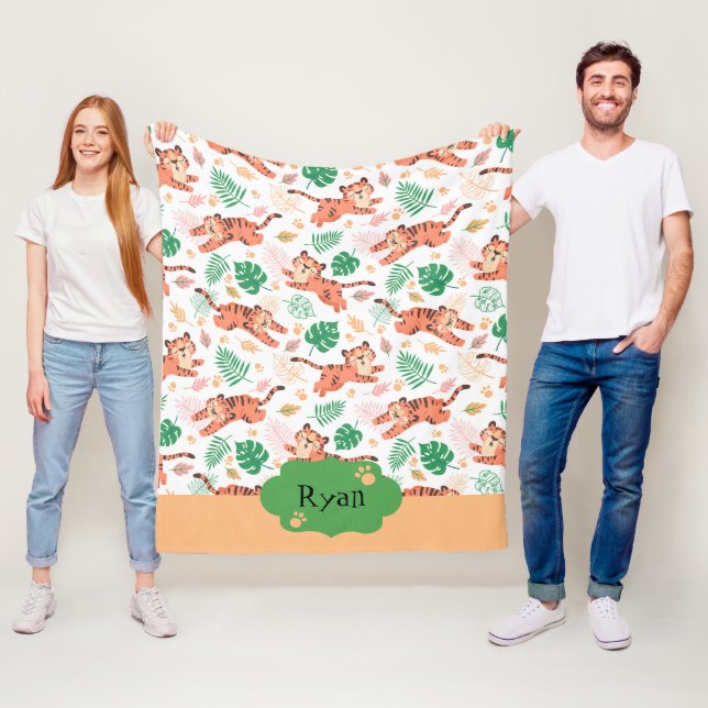 Couverture Polaire Garçons Tigre mignon Wild Jungle Safari Nom des en (En situation)