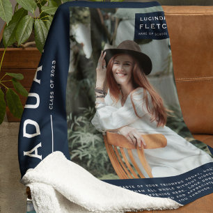 Couverture Polaire Garder photo et devis cadeau de graduation Marine