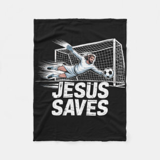 Couverture Polaire Gardien de but de football Jésus sauve chrétien So