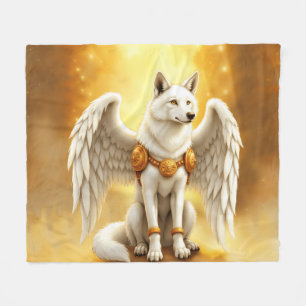 Couverture Polaire Gardien de l'Aube – Le Loup aux Ailes Blanches. 