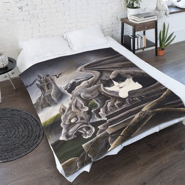 Couverture Polaire Gargoyle noir blanc (Créateur téléchargé)