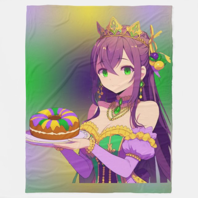 Couverture Polaire Gâteau Anime Mardi Gras King (Devant)