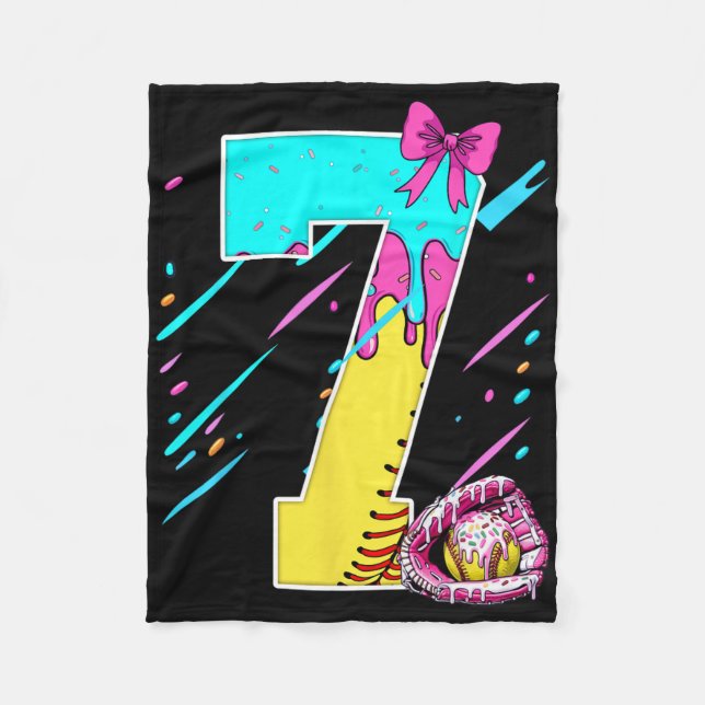 Couverture Polaire Gâteau de 7e anniversaire avec glace molle et gout (Devant)