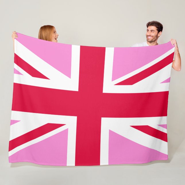 Couverture Polaire GAY PRIDE britannique (Union Jack rose) (Drapeau b (En situation)