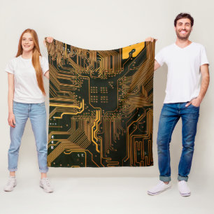 Couverture Polaire Geek Sortie carte circuit électronique orange PCB