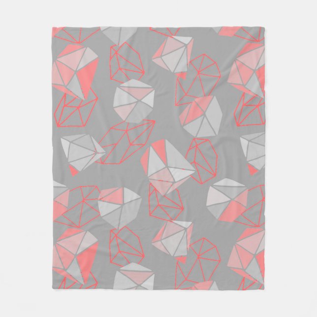 Couverture Polaire Gemmes modernes Motif Gris et corail (Devant)